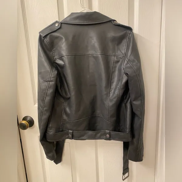 7 For All Mankind Black Faux Leather Jacket - Image 2