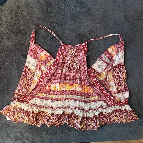 Free People Brighter Than Sunshine Cropped Ruffled Racerback Triangle Top Size M - Image 6