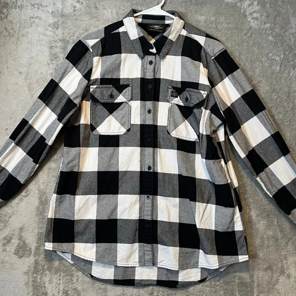 Harley Davidson Women's Buffalo Plaid Long Sleeve Woven Shirt‎ 100% Cotton XL - Image 2
