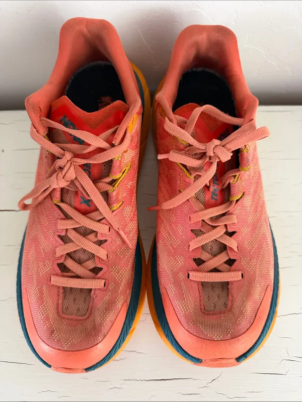 Hoka Tecton X Women’s 7 Coral Orange Trail Running Shoes Carbon Plate Sneakers - Image 3