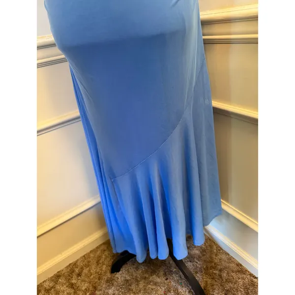 Steve Madden Laney Asymmetric Mesh Ruched Midi Dress Blue Y2K Cocktail Resort - Image 2