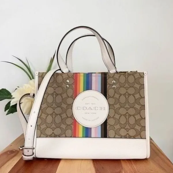 Coach Dempsey Carryall In Signature Jacquard With Rainbow Stripe cj578 - Image 2