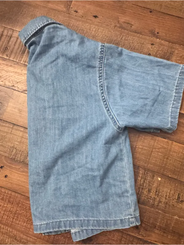 GU Denim Open Collar Shirt Blue - Image 5
