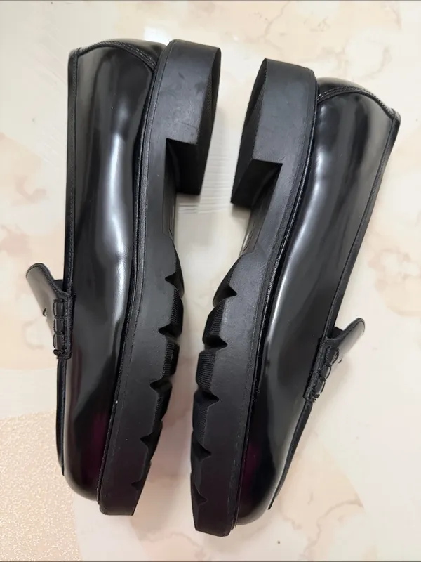 Rockport Black and White Patent Penny Loafers - Image 6