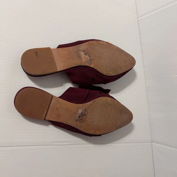 Madewell burgundy pointy toe bow slide mules shoes size 7.5 - Image 8