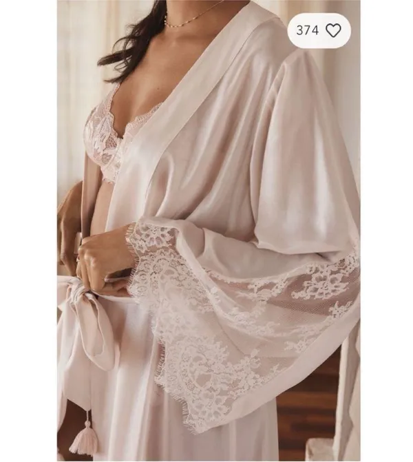 Anthropologie Sheer Pink Lace Robe - Image 2