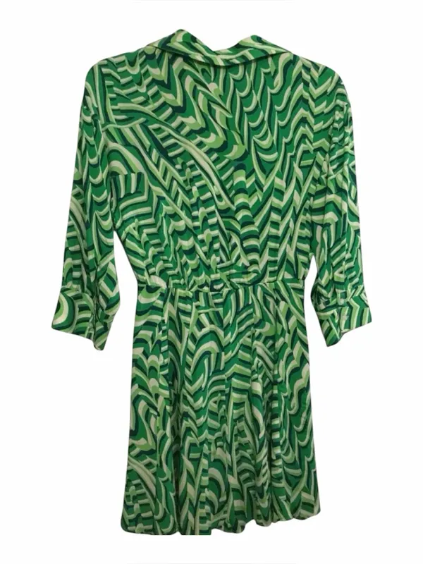 ZARA Printed Shirt Dress Green Mini Dress Size Large - Image 4