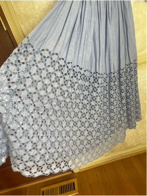 Free People Perfect Storm Smocked Eyelet Maxi Dress Lavender Purple Size S - Image 10