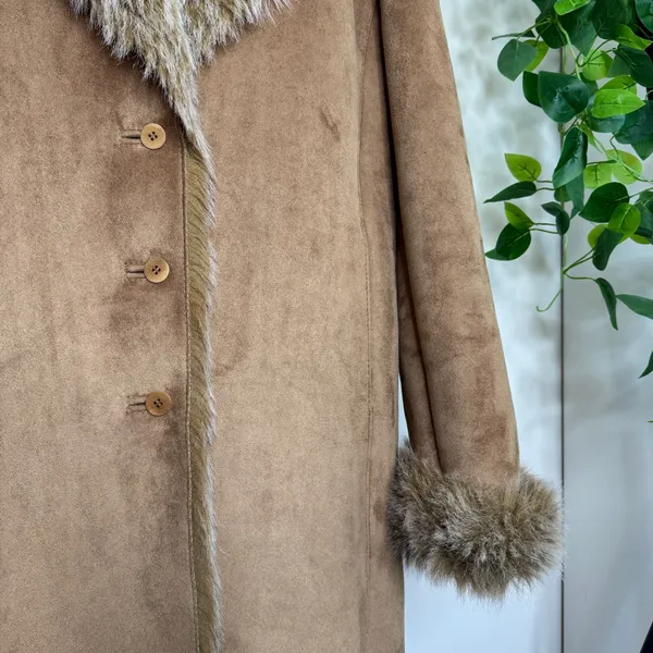Anne Klein Trendy Faux Suede Penny Lane Coat size L Large Boho Western Shaggy - Image 8