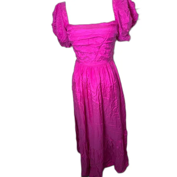 Abercrombie & Fitch Emerson Drama Puff Sleeve Bow Back Pink Maxi Dress Small - Image 7