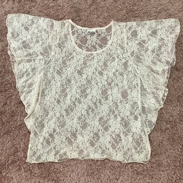 Rock‎ Candy Coquette Pastel Pink Lace Sheer Ruffle Blouse Size Small - Image 7