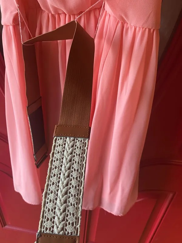 By and By Pink Belted Knee Length Dress - Image 5
