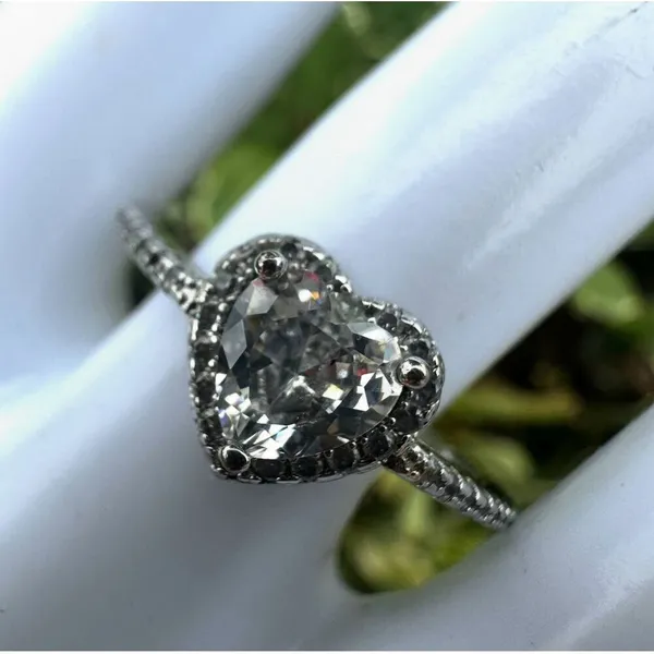 19K GP Heart-Cut CZ Engagement-Style Ring - Image 3