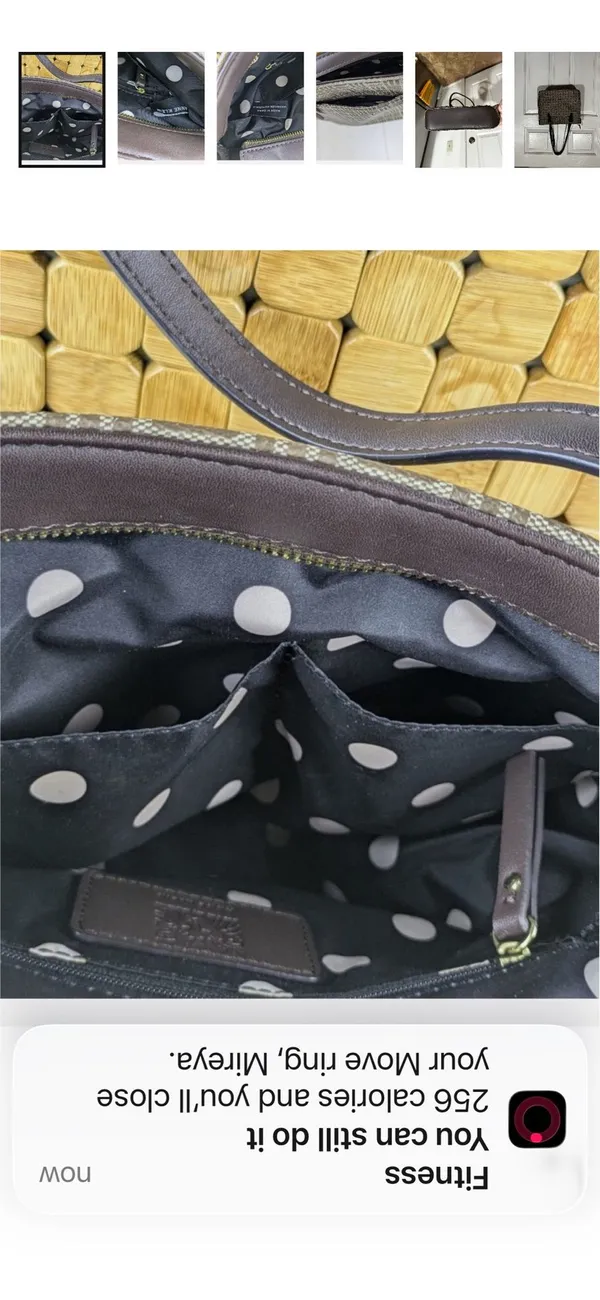Anne Klein Brown Patterned Shoulder Tote with Brown Handles  - Image 7