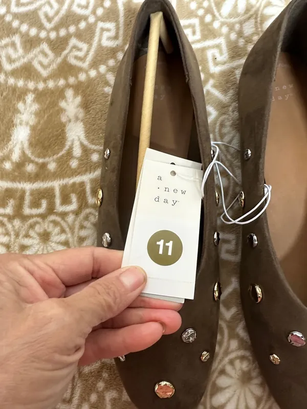 a new day Taupe Suede Studded Ballet Flats - Image 2