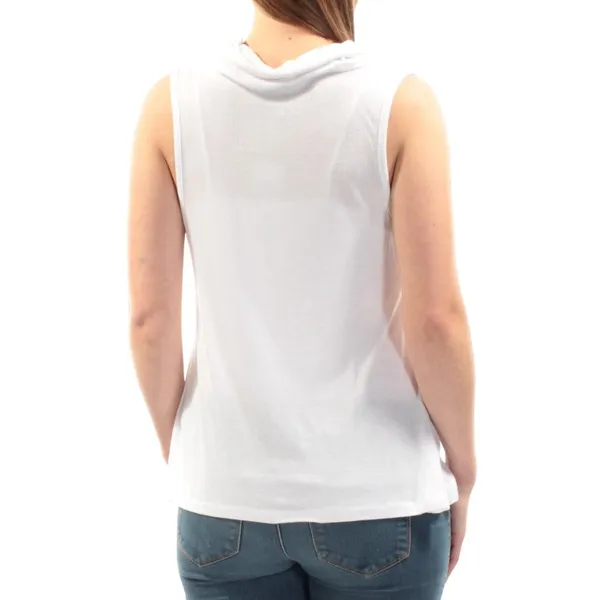 NWT Ultra Flirt Juniors Sleeveless Cowl-Neck Tank Top 3C222MC White M - Image 2