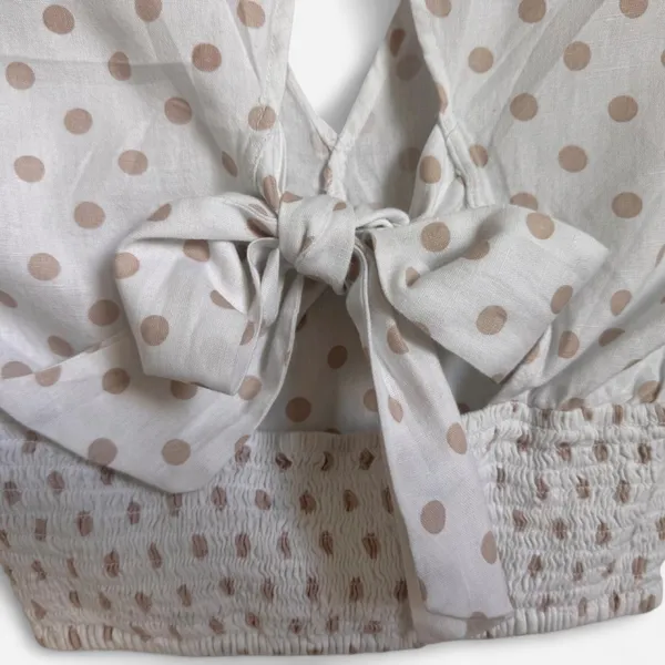 Retro Polka Dot Festival Dream Cropped Ruffle Blouse - Image 3
