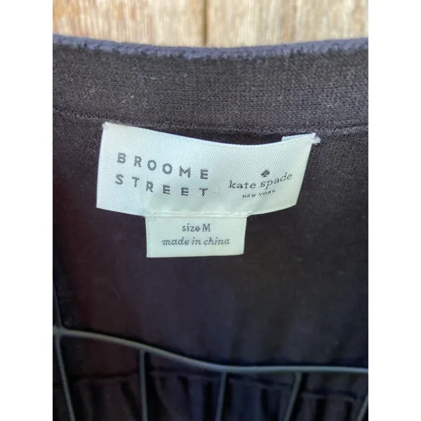 Kate Spade Broome Street‎ Black Cardigan Medium M Open Front Casual Long Sleeve - Image 3