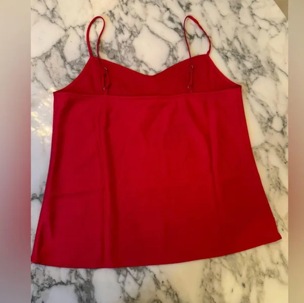 NWT J Crew Candy Apple Red satin camisole - 2 small pinch marks from hanger - Image 5