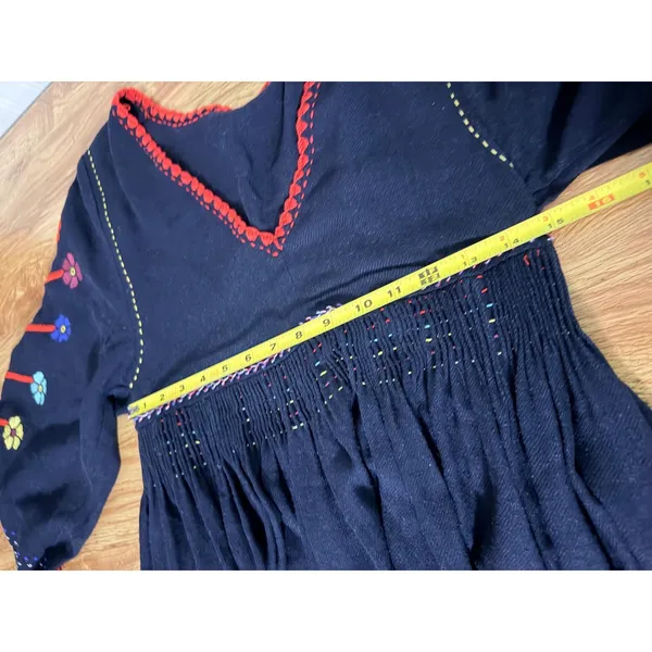 Ulla Johnson Masha Floral Embroidered Silk Pleated Tunic Dress Midnight Size 2 - Image 7