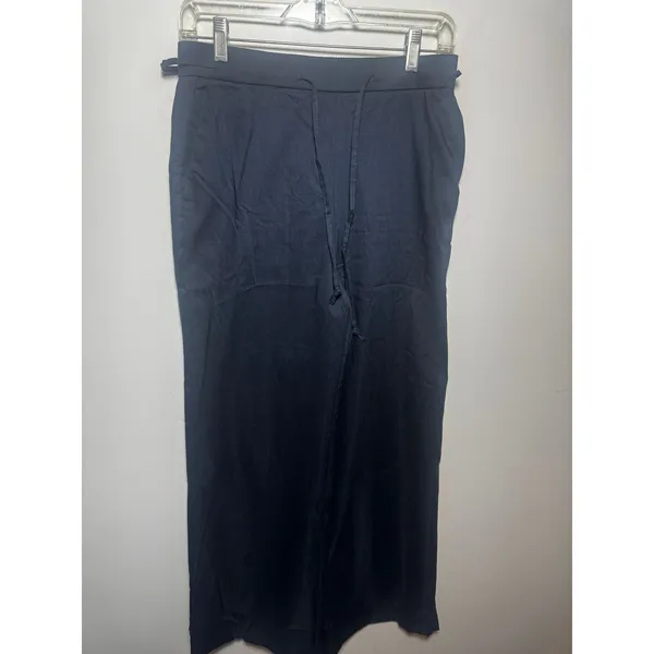 OGL Move Navy Blue High Rise Wide Leg Trousers Elastic Waist Pockets Size M New - Image 5