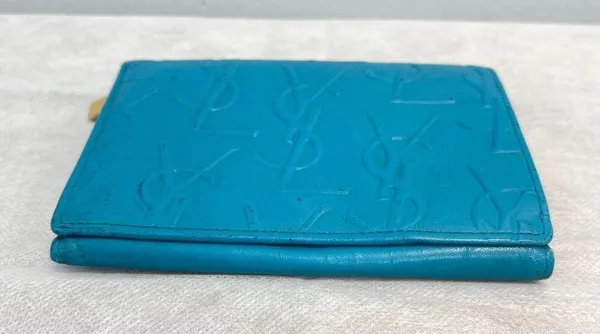 Yves Saint Laurent YSL Vintage Turquoise Compact Bifold Wallet - Preowned - Image 12