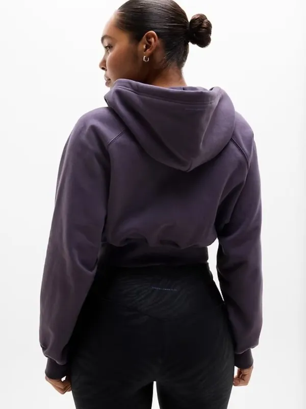 New Athleta XL Simone Biles Forever Fleece Crop Full Zip Twilight Purple X-Large - Image 3