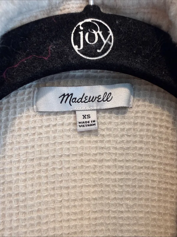 Madewell XS shacket Cream Quilted Button-Up Jacket pockets 100% cotton textured - Image 3