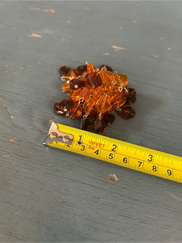 MCM Vintage Amber Cluster Bead Statement Brooch - Image 7
