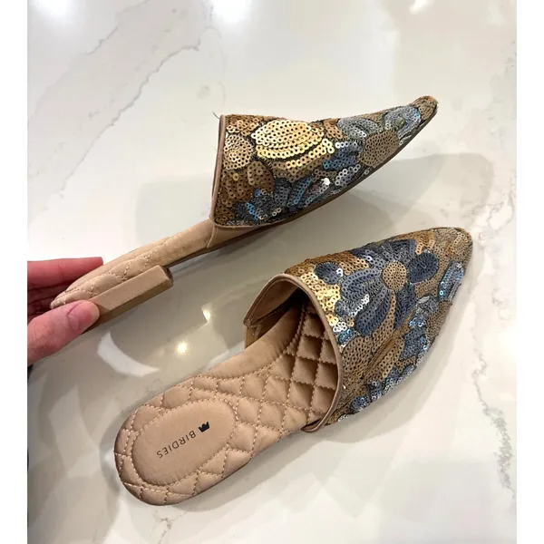 BIRDIES The Dove Gold Sequin Mules Size 7.5 - Image 3