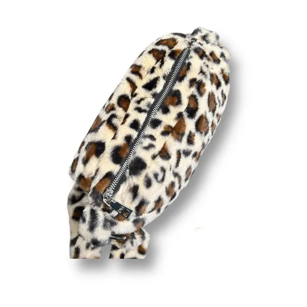 New‎ Gilda Paris Leopard Print Faux Fur Crossbody Shoulder Bag Plush Messenger - Image 6