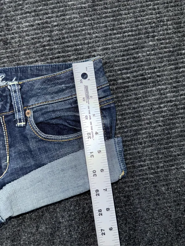VTG Y2K American Eagle Ultra Low Rise Micro Mini Jean Shorts 2 Grunge Preppy - Image 4