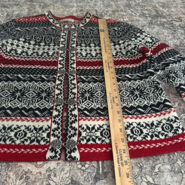 Susan‎ Bristol Women's Nordic Fair Isle Wool Cardigan Button Front L Apres-Ski - Image 2