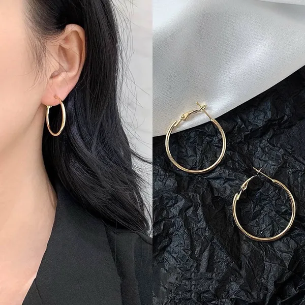 Lightweight Gold Hoop Earrings for Women Classic Simple Style - Image 3