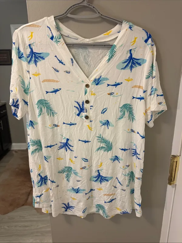 NWT beach theme resort wear vacation super soft pajama set,L - Image 2
