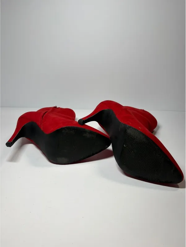 Madden Red Suede Ankle Boots Women’s Size 8 Stiletto Heel Side Zip - Image 12