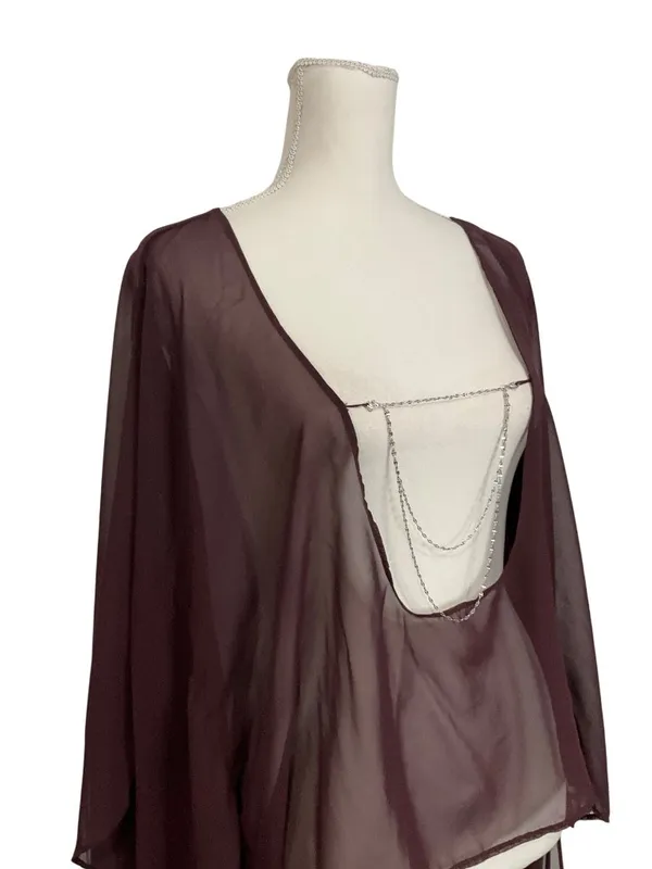 Jaded London Cape Top in Plum US 4/ UK 8 Womens Blouse Sheer - Image 8