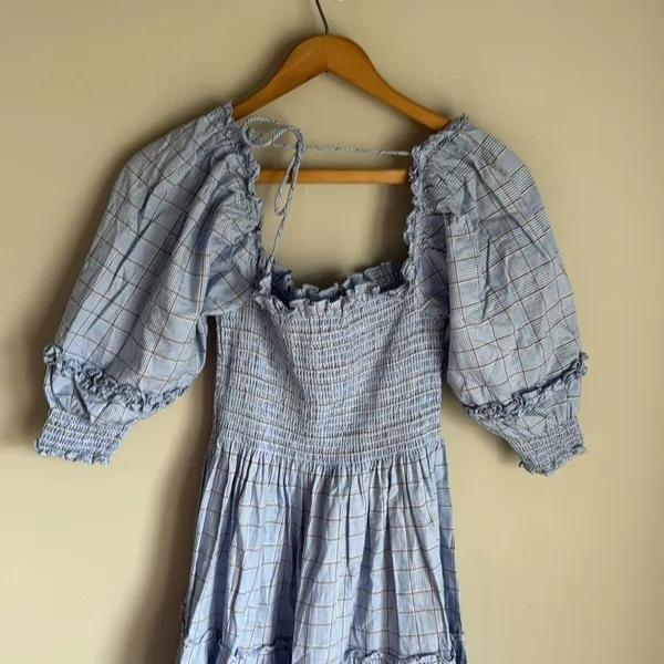 Hill House Nesli Dress in Diana blue check XS - Image 8