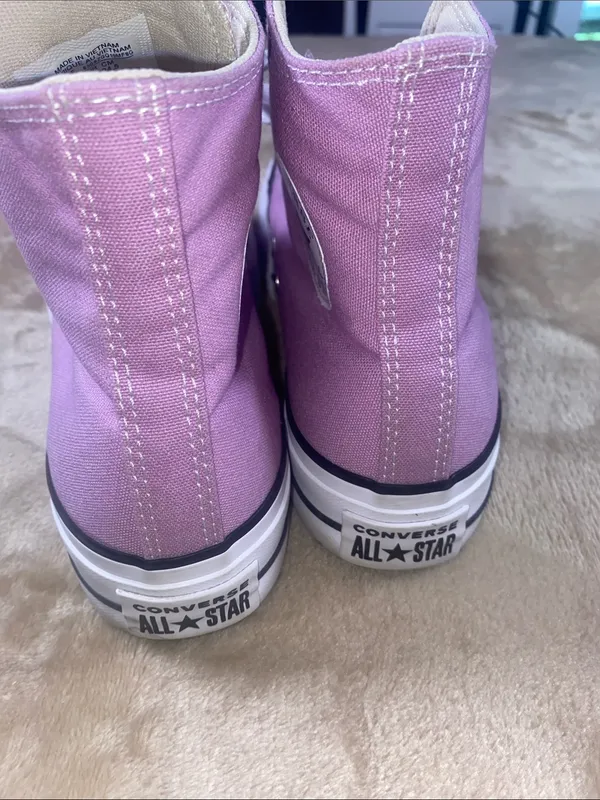 Converse All Star High-Top Athletic Sneakers in Light Purple and White - Image 4