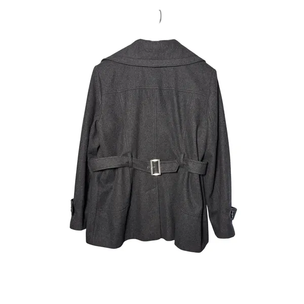 Apt. 9 Womens Pea Coat XL Charcoal Grey Wool Blend Belted Back Dark Academia - Image 2