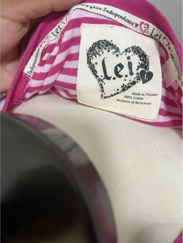 l.e.i. Vintage Long Sleeved Henley Pink Striped Y2K Shirt L - Image 2