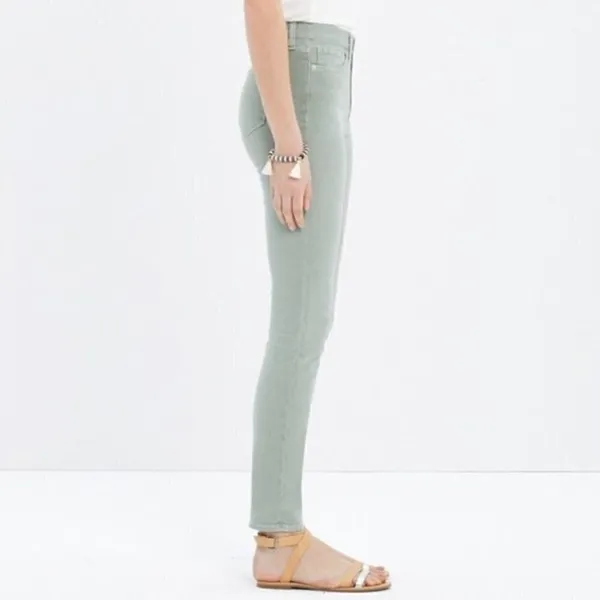 Madewell‎ Women's Size 27 9" High Riser Skinny Skinny Jean Pale Green Mid-Rise - Image 2