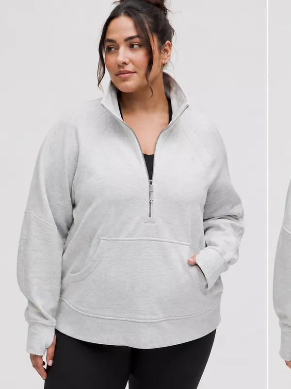 Lululemon Oversized Scuba Half Zip Funnel Neck Heathered Grey Long Sweater - Image 2
