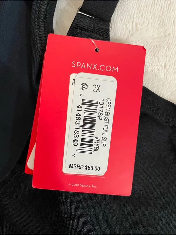 Spanx Smartgrip Open Bust Firm Control Black Shapewear Slip Dress Raw Hem 2X - Image 7