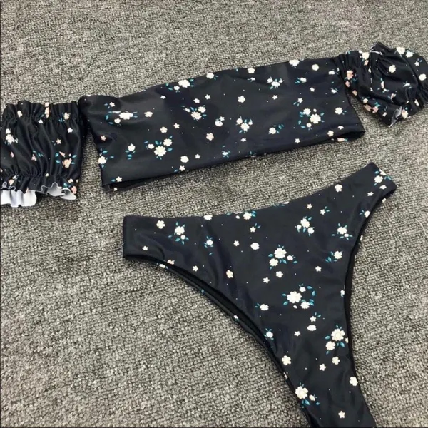 Boutique black floral off shoulder bikini - Image 7