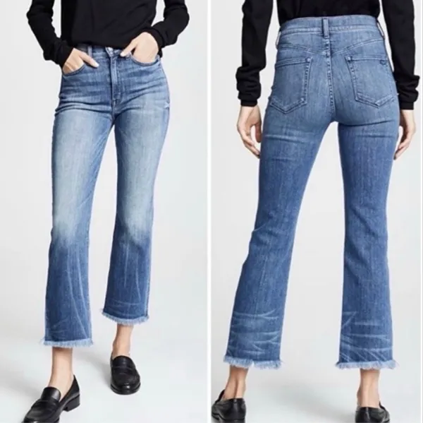 AYR The Bomb Pop Jeans 31 High Rise Straight Leg Raw Hem Medium Wash - Image 2