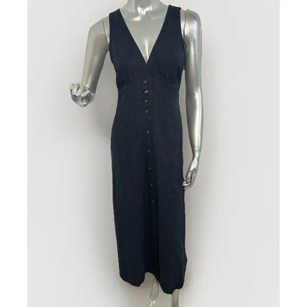 NWT Marine Layer Camila Maxi Dress Navy Blue Size XS Hemp Tencel Stretch - Image 6