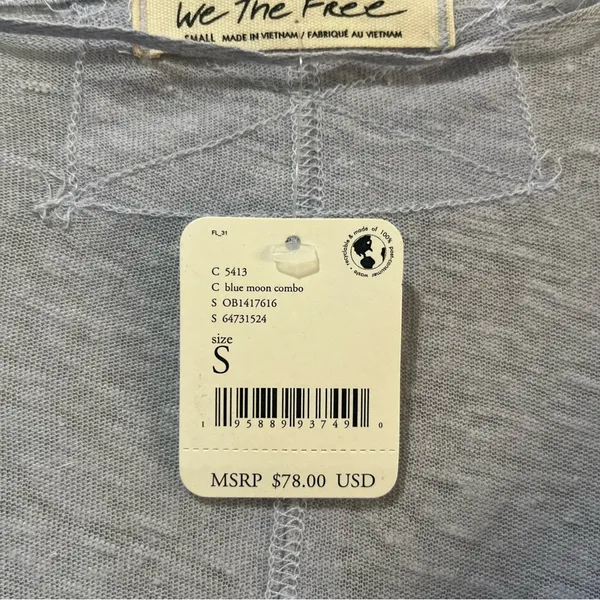 We the Free boho top blue moon combo Size‎ Small Henley New Long Sleeve - Image 7