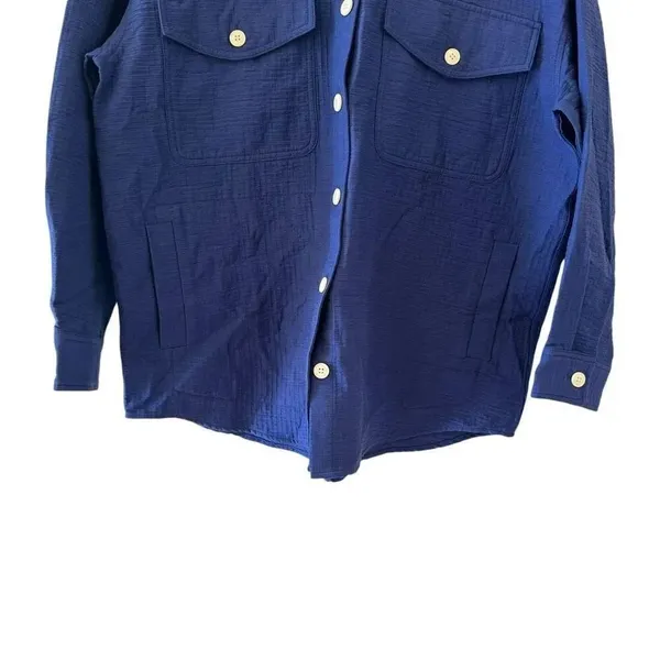 Madewell Super Oversized Shirt Jacket Passport Blue Shacket SZ L #2307 - Image 6
