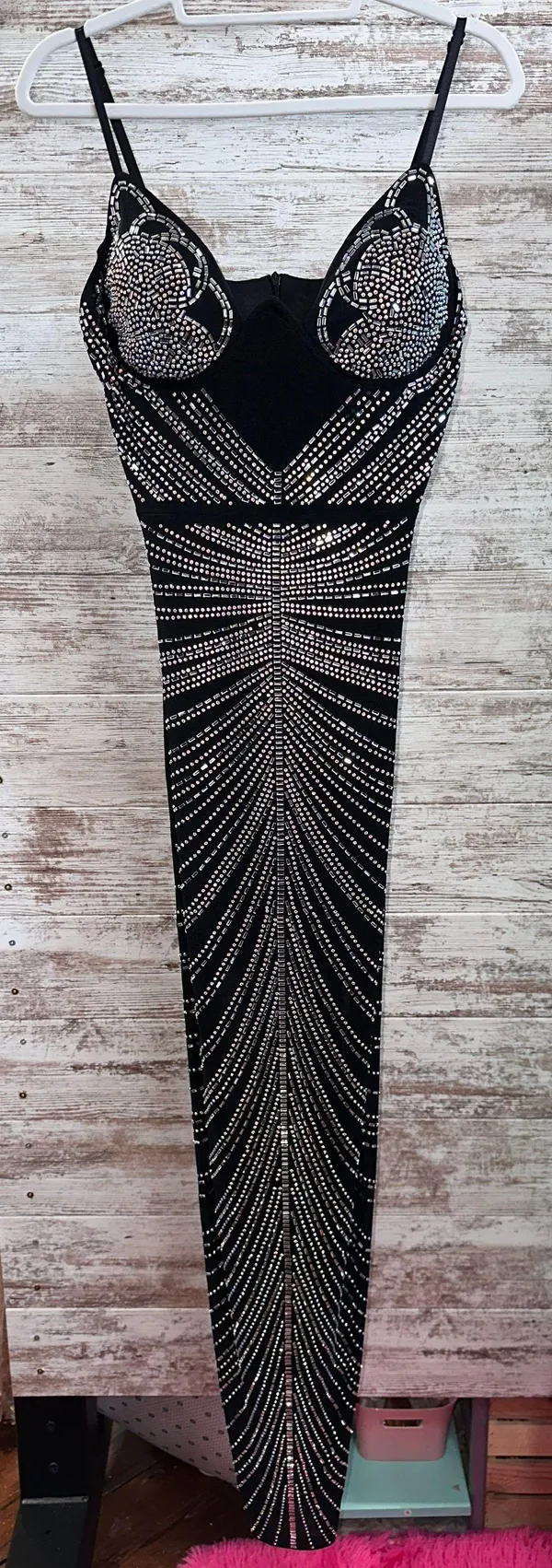 Boutique Black Rhinestone Bodycon Dress - Image 4